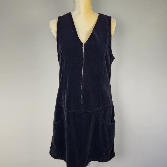 VTG Velvet Black 90s Y2K Jumper Womens Size 10/8 Silver Zip Front Holiday - Picture 11 of 11